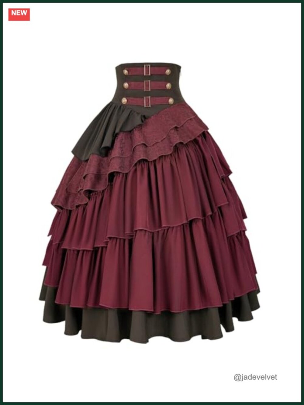 Polyester Steampunk High Waisted Ruffle Hem Full Skirt Gothic Cosplay